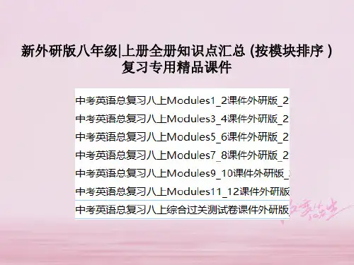 新外研版八年级上册全册知识点汇总(按模块排序)复习专用精品课件