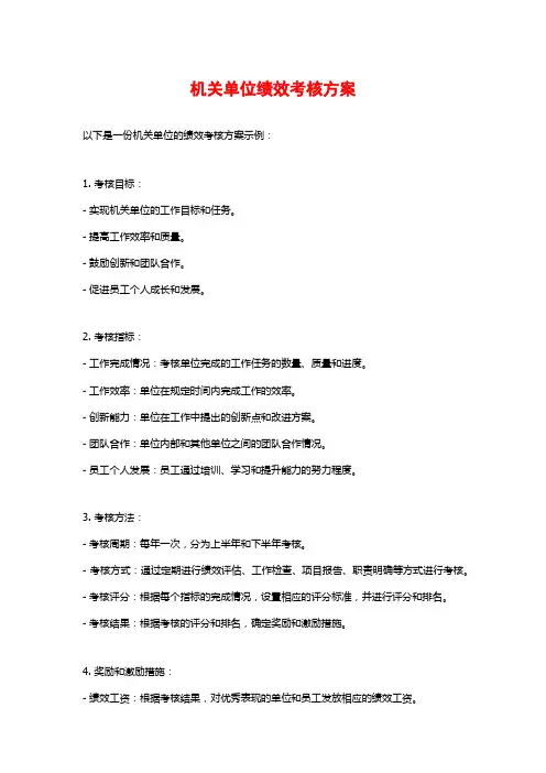 机关单位绩效考核方案