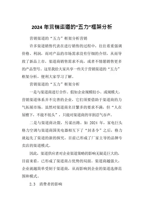 2024年营销渠道的“五力”框架分析