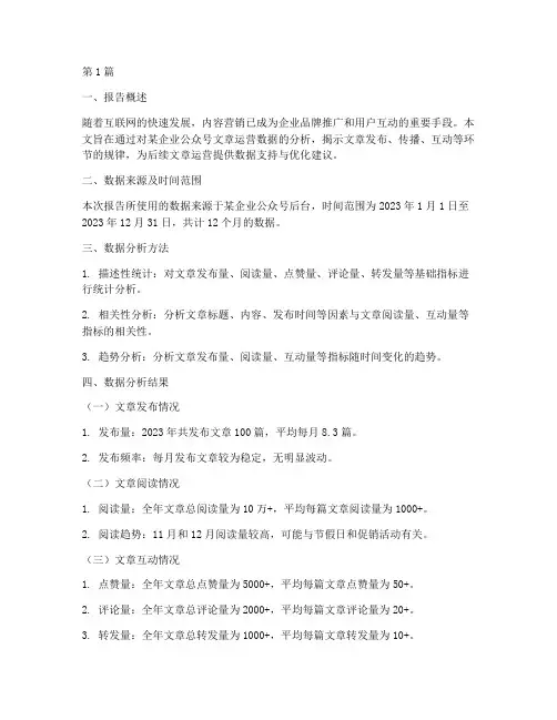 文章运营数据分析报告(3篇)