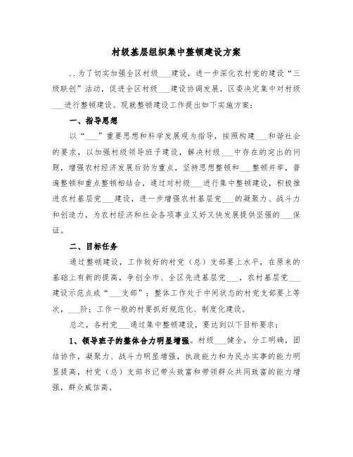 村级基层组织集中整顿建设方案(二篇)