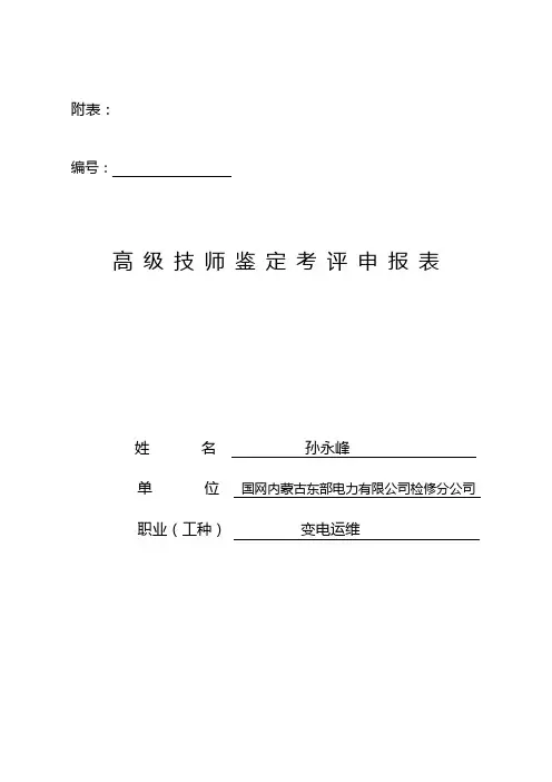 高级技师申报资料规范
