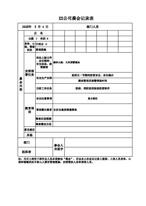 安全晨会记录