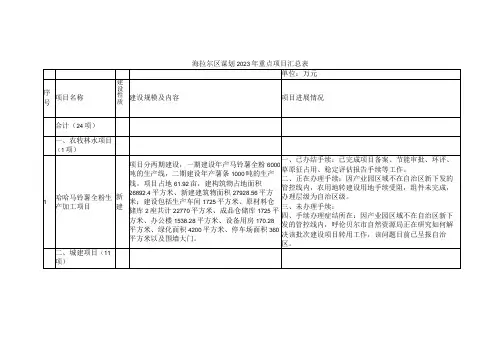 海拉尔区谋划2023年重点项目汇总表
