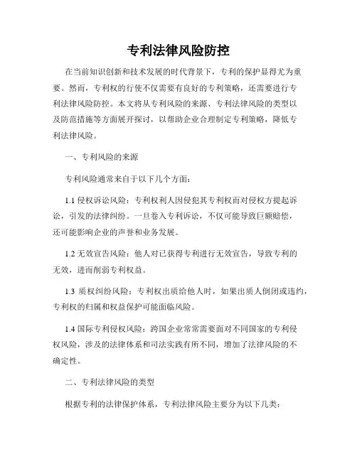 专利法律风险防控