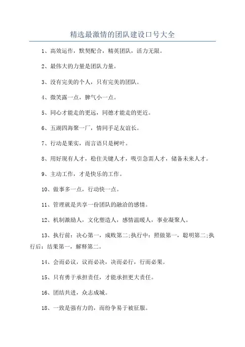 精选最激情的团队建设口号大全