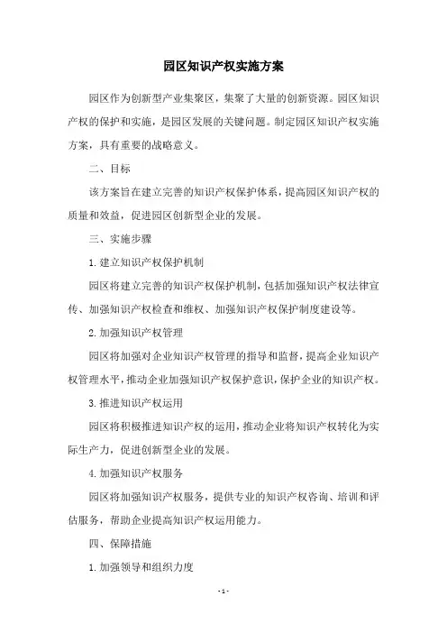 园区知识产权实施方案