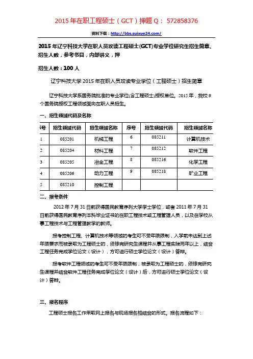 辽宁科技大学在职人员攻读工程硕士专业学位研究生招生简章、招生人数,参考书目,内部讲义,押题