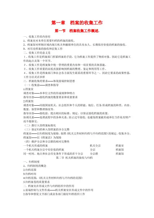 档案管理学知识点总结