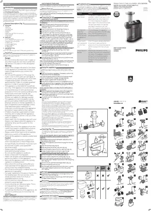 菲律西斯Philips水果蔬菜汁机说明书