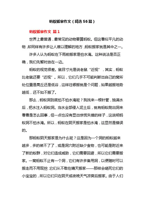 蚂蚁搬家作文(精选56篇)