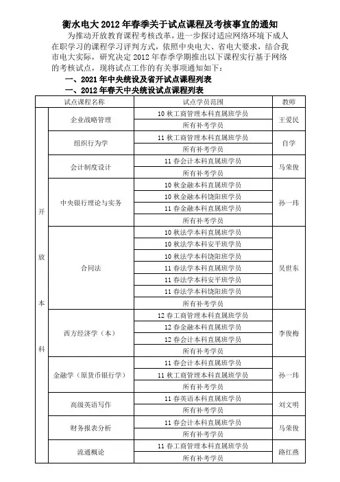 衡水电大春天课程