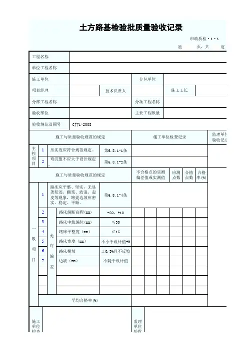 18、土方路基检验批质量验收记录