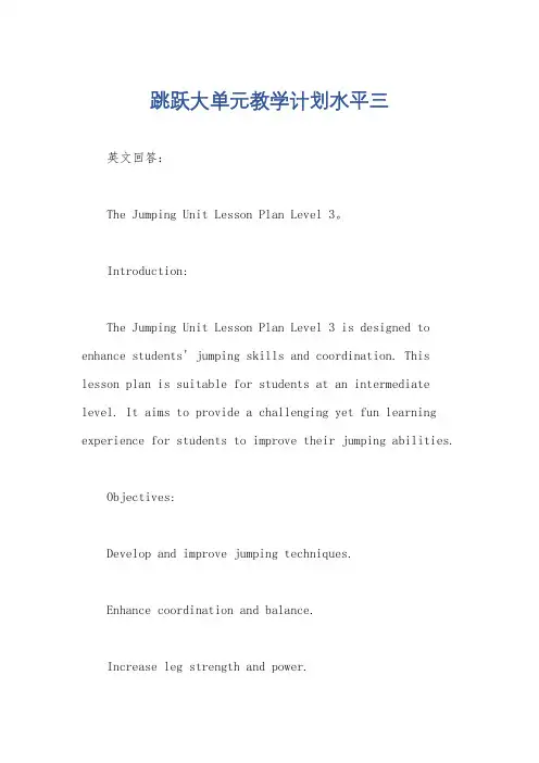 跳跃大单元教学计划水平三