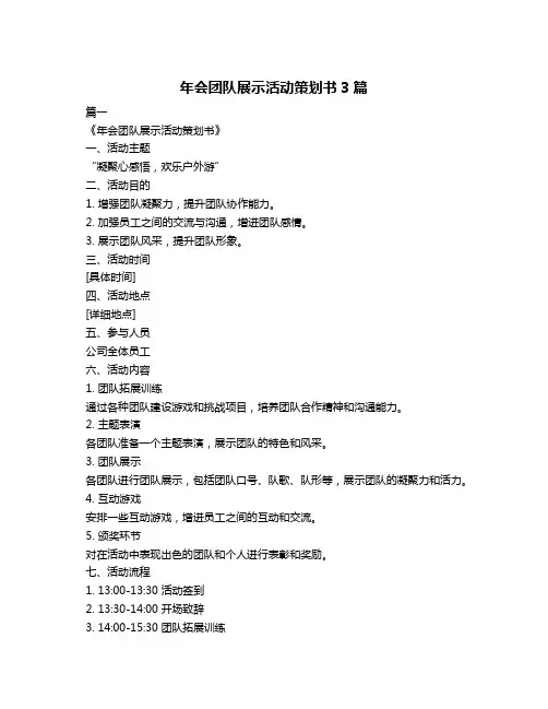 年会团队展示活动策划书3篇