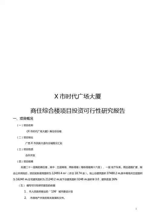 商住综合楼项目投资可行性研究报告