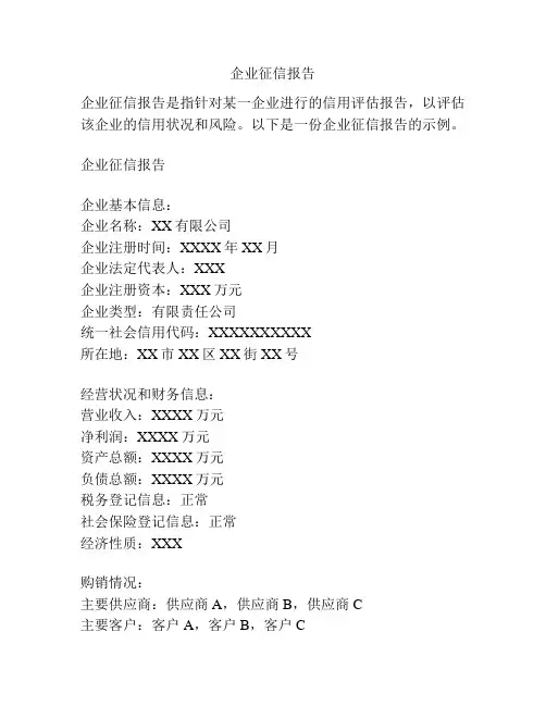 企业征信报告