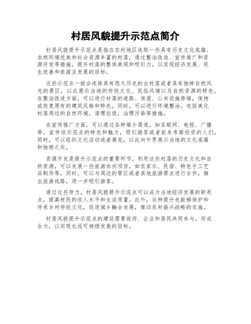 村居风貌提升示范点简介