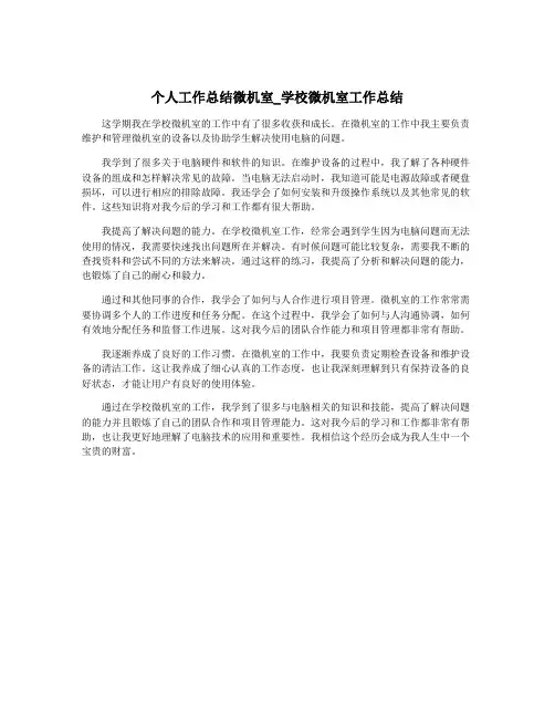 个人工作总结微机室_学校微机室工作总结