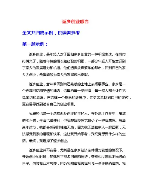 返乡创业感言