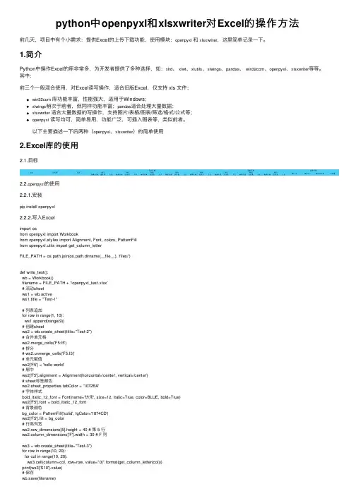 python中openpyxl和xlsxwriter对Excel的操作方法