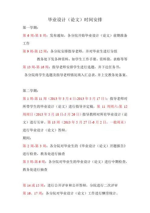 毕业设计时间安排