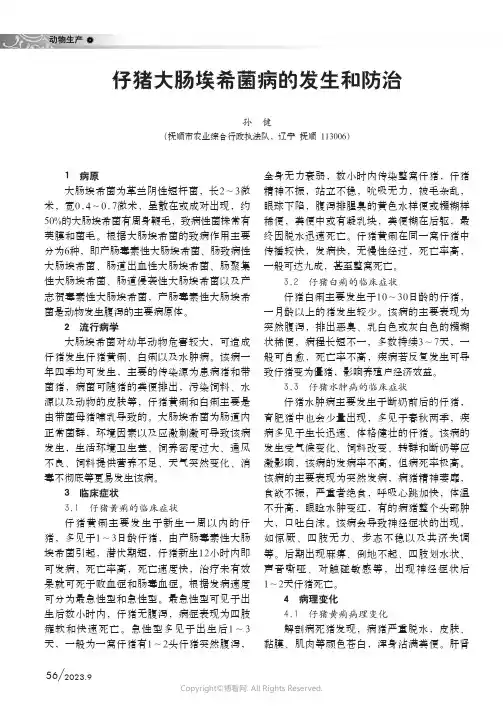 仔猪大肠埃希菌病的发生和防治
