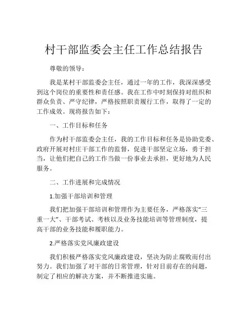 村干部监委会主任工作总结报告