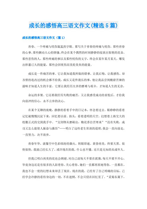 成长的感悟高三语文作文(精选5篇)