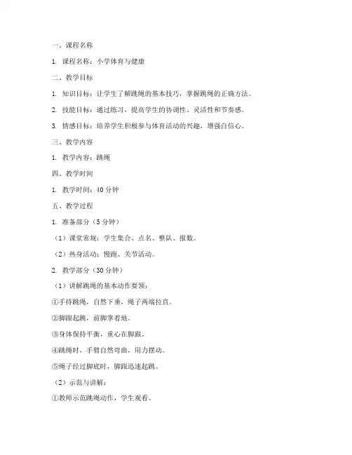 模拟讲课体育教案模板范文