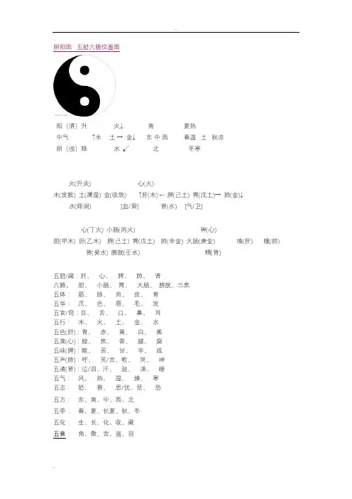 阴阳图五脏六腑位置图