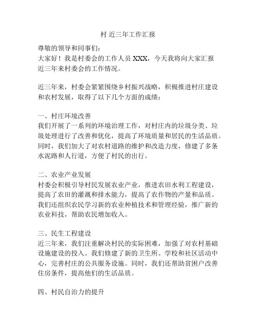 村 近三年工作汇报