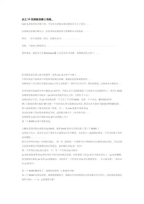 水之td完美版圣骑士攻略
