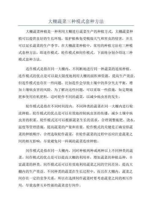 大棚蔬菜三种模式套种方法