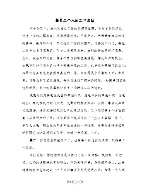 新员工个人的工作总结（4篇）