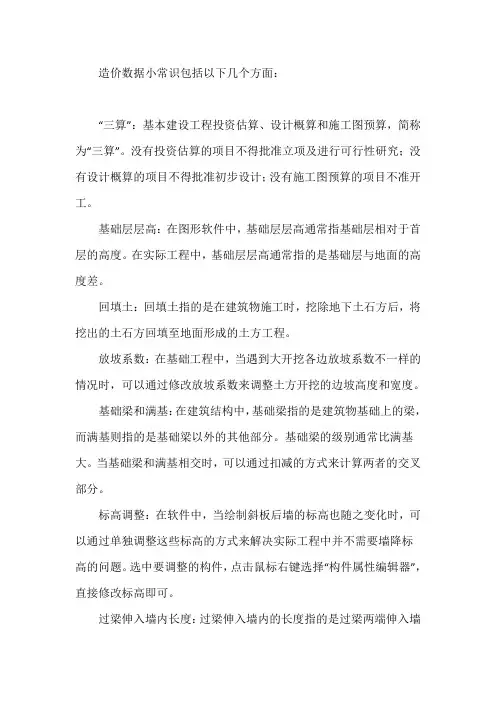造价数据小常识