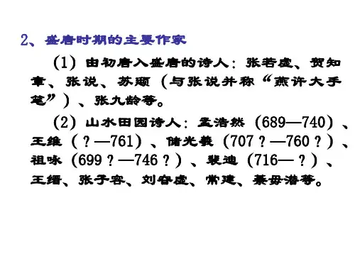 盛唐山水田园诗和边塞诗