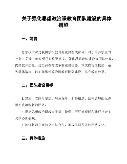 关于强化思想政治课教育团队建设的具体措施
