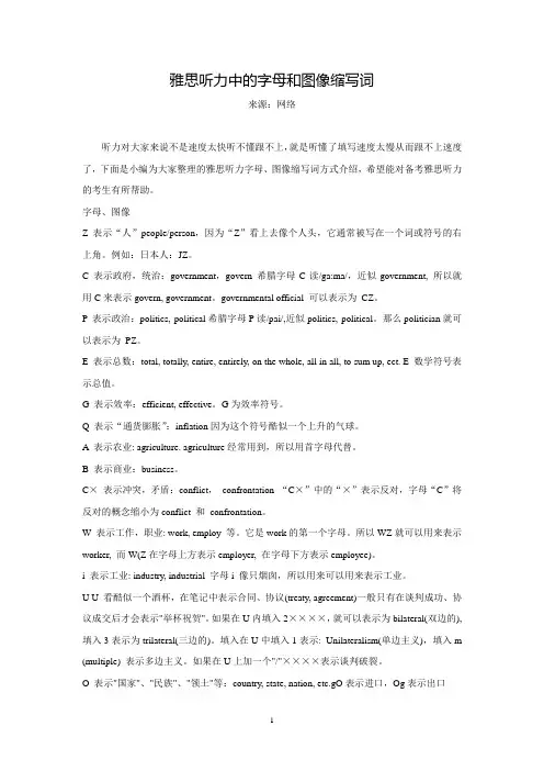 雅思听力中的字母和图像缩写词
