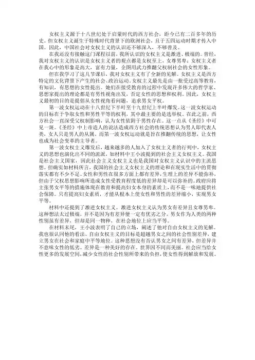 女权主义小论文