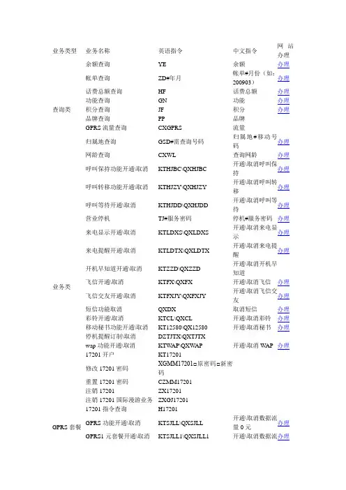 中国移动指令