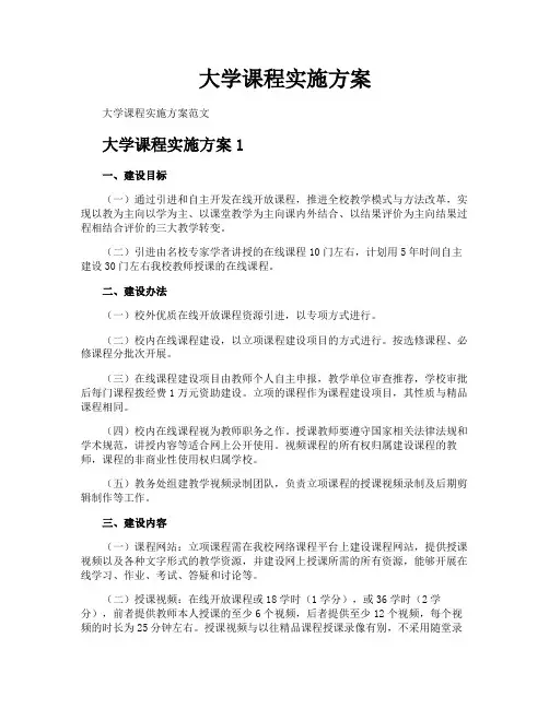 大学课程实施方案