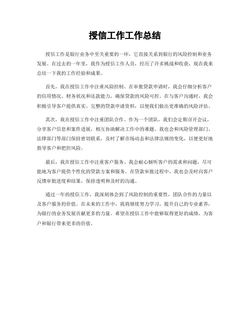 授信工作工作总结