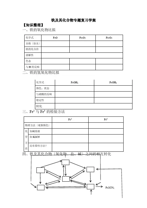 2022年【课件】铁及其化合物专题复习学案学案