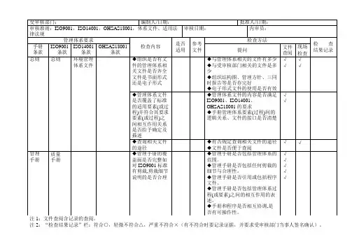 三体系内审检查表
