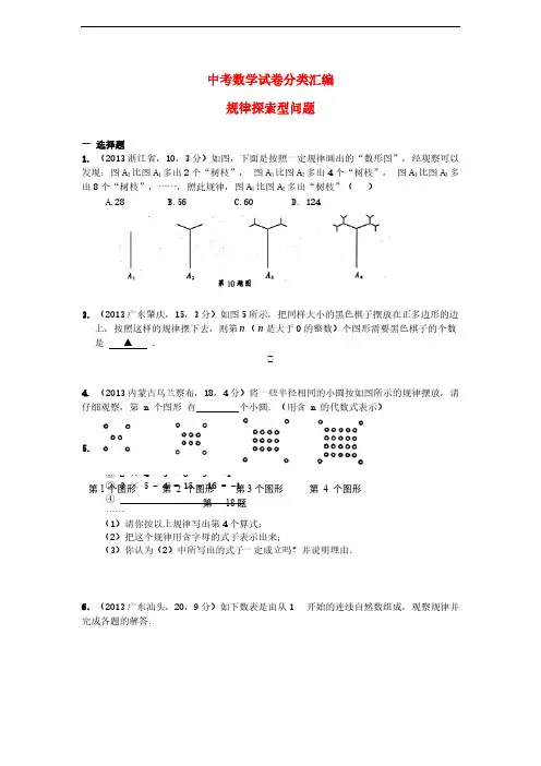 【免费下载】2年中考1年模拟共37页全国各地中考数学试题分类汇编 规律探索型问题