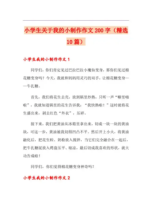 小学生关于我的小制作作文200字(精选10篇)