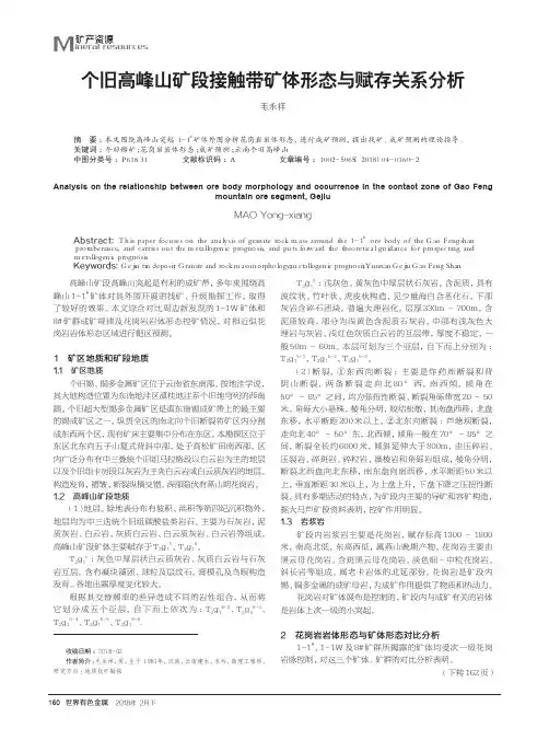 个旧高峰山矿段接触带矿体形态与赋存关系分析