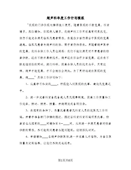 超声科年度工作计划模板(三篇)