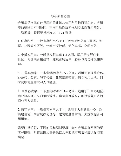 容积率的范围